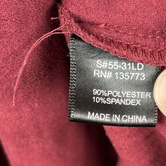 Olivaceous Burgundy Red Microfiber Mini Dress Womens Medium Faux Suede Short Slv - Picture 9 of 11